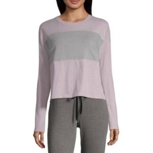 Flirtitude Active by JCPenney Lilac Fog Grey Striped Long Sleeve Top